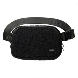 Lole Unisex Sherpa Belt Bag Crossbody 1L Black 2-Way Zip w/ Key Clip + Pockets
